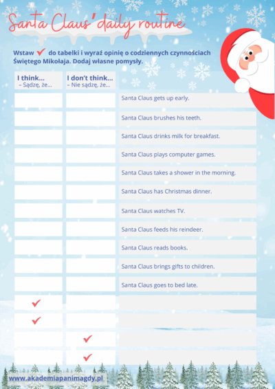 Karta pracy-Santa Claus ( Produkt cyfrowy)