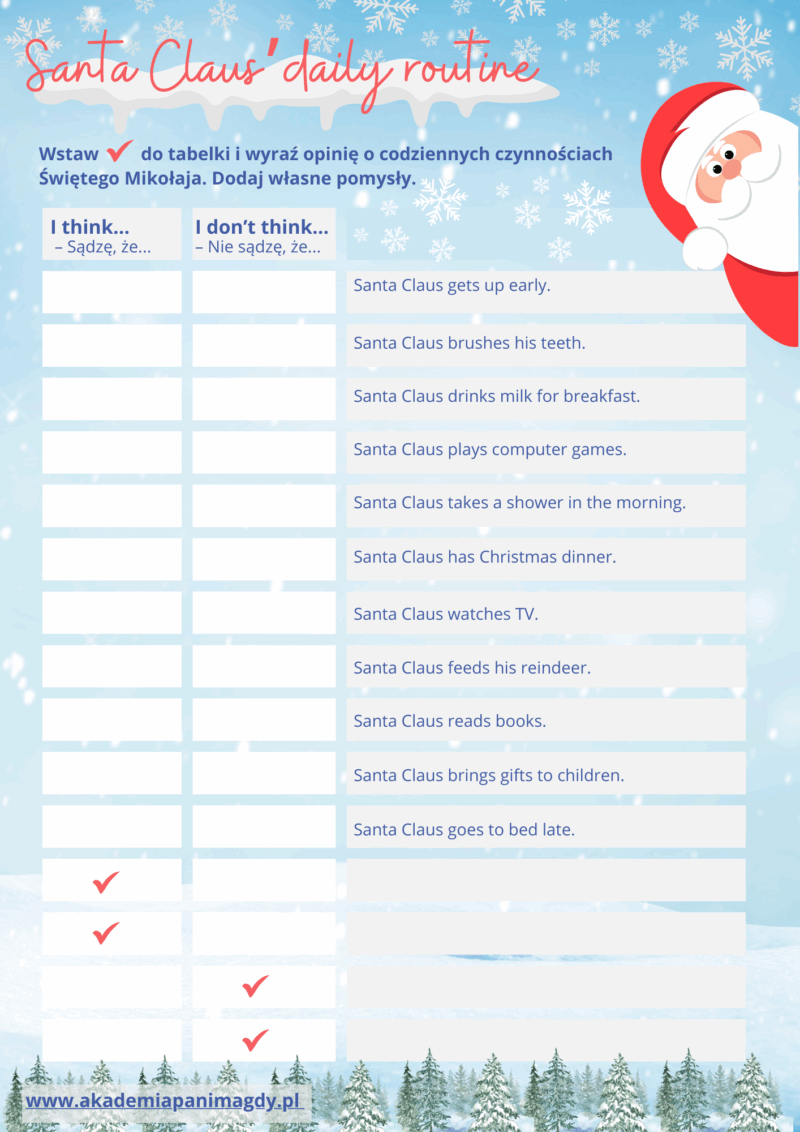 Karta pracy-Santa Claus ( Produkt cyfrowy)